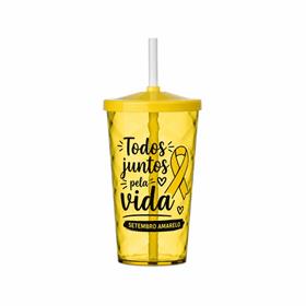 Copo Plástico Twist com Tampa e Canudo 550ml - CO63 EN
