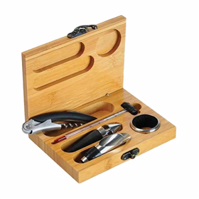 Kit Vinho em caixa de Bambu 6 Peças - KV29 SM