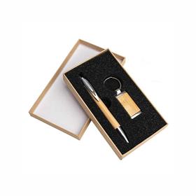 Kit Caneta e Chaveiro em Bambu - KT25