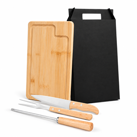 Kit Churrasco Em Bambu - 4 Peças - KC115 SM